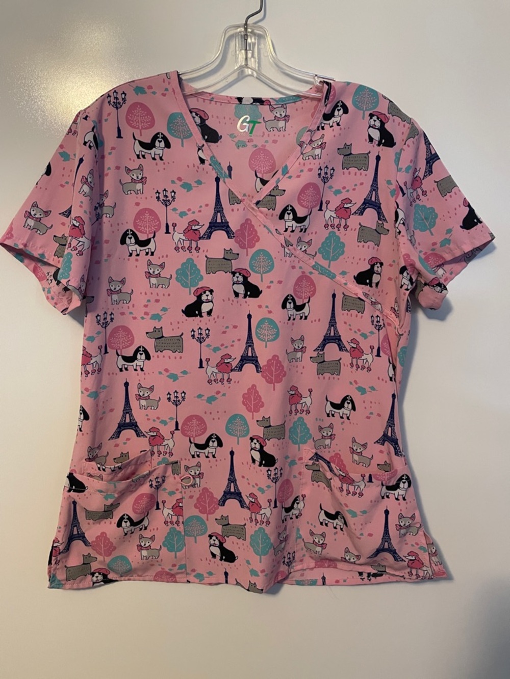 GT Performance Pink Paris Dog Scrub Top Size Medium